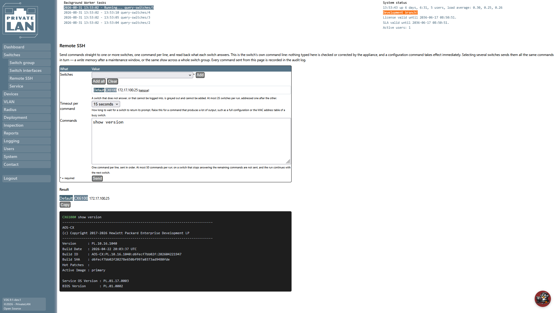 Remote SSH via de webinterface